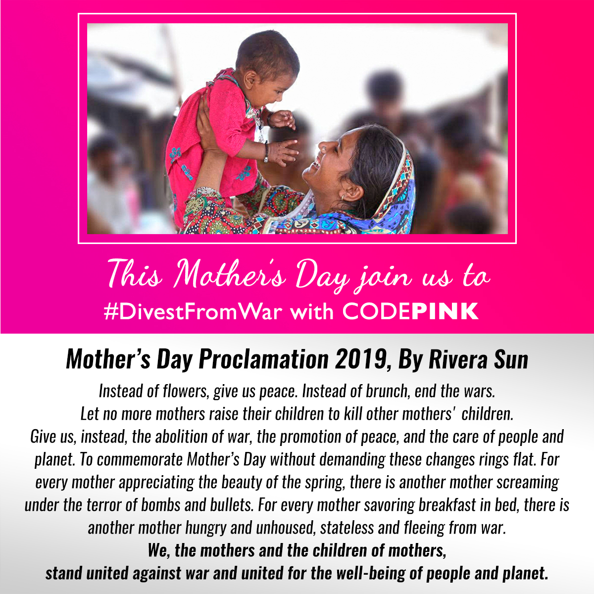 Mother's day Proclamation Code Pink 2019
