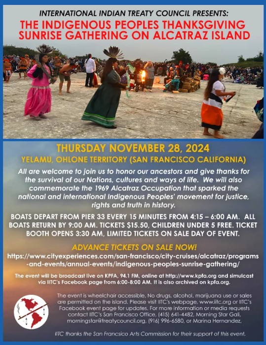 Alcatraz Indigenous People’s Sunrise Gathering Thanksgiving 2024_IITC poster