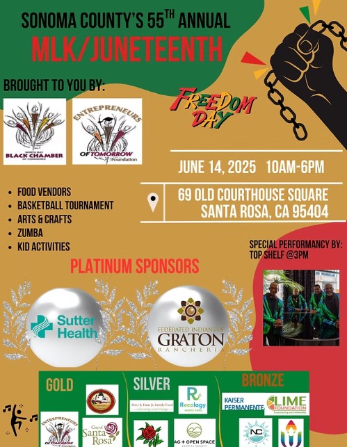Juneteenth Festival June 14th Old Courthouse Square Santa rosa
