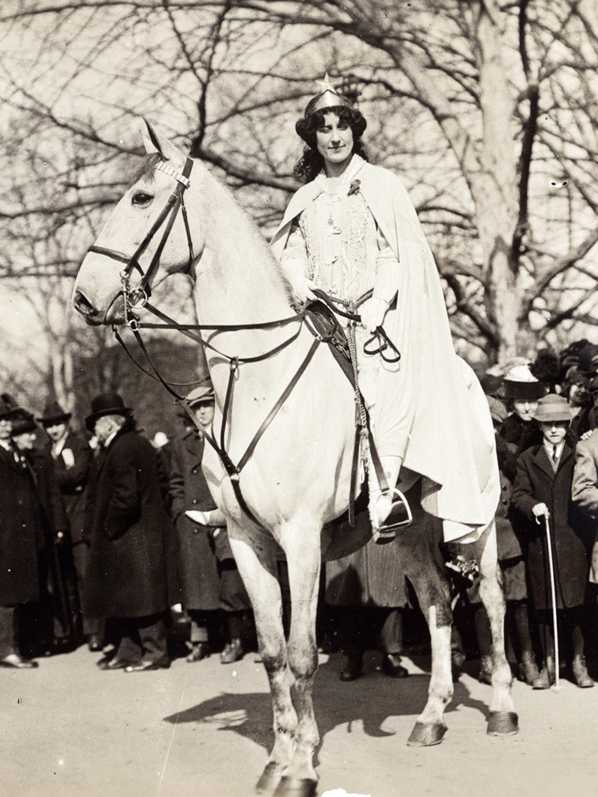 Inez Milholland Boissevain on horse at Suffragette march